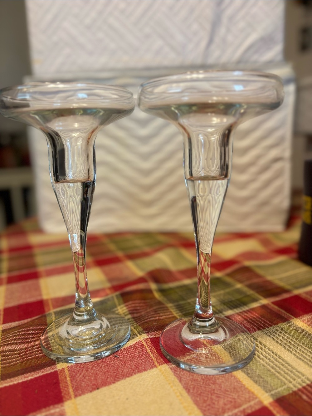 Clear Glass Pedestal Candle Holders - Pair